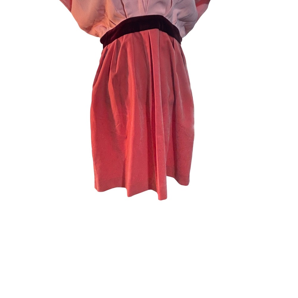 Pomander Place Pink Colorblock V-Neck Velvet Waist Mini Dress B1860 Womens L - Picture 14 of 16